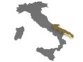 Italy 3d metallic map, whith puglia region highlighted