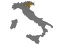 Italy 3d metallic map, whith veneto region highlighted