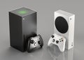 ITALY - 27 DECEMBER, 2020: new video game consoles: White Xbox Series S and Black Xbox Series X