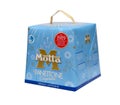 Traditionale italian panettone pack Motta on white background