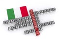Italy economic collapse word block on white