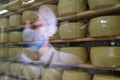 Italy, Emilia Romagna, traditional cheese factory where Parmesan cheese is produced