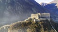 Italy .Famous medieval castles of valle d\'Aosta - impressive Bard fort