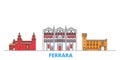 Italy, Ferrara line cityscape, flat vector. Travel city landmark, oultine illustration, line world icons