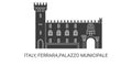 Italy, Ferrara,Palazzo Municipale, travel landmark vector illustration