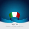 Italy flag background. Wavy ribbon color flag of italy on a blue white background. National poster. Vector tricolor design, banner