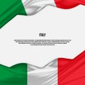Italy flag design. Waving Italy flag made of satin or silk fabric. Royalty Free Stock Photo
