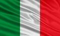 Italy flag design. Waving Italy flag made of satin or silk fabric. Royalty Free Stock Photo