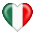 Italy flag heart button isolated on white with clipping path Royalty Free Stock Photo