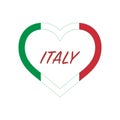 Italy flag in heart. I love my country. sign. Stock vector illustration isolated on white background Royalty Free Stock Photo