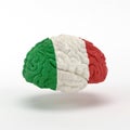 Italy Flag on Human brain. Royalty Free Stock Photo