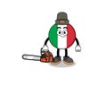 italy flag illustration cartoon as a lumberjack Royalty Free Stock Photo