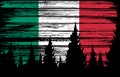 Italy flag painted with brush  stroke on night sky in forest background,Symbols of Italy, template for banner,card,advertising , Royalty Free Stock Photo