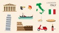 Italy Flat Design landmark Concept.Vector