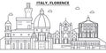 Italy, Florence architecture line skyline illustration. Linear vector cityscape with famous landmarks, city sights