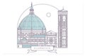 Italy, Florence architecture line skyline illustration. Linear vector cityscape with famous landmarks, city sights Royalty Free Stock Photo