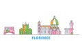 Italy, Florence City line cityscape, flat vector. Travel city landmark, oultine illustration, line world icons