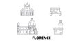 Italy, Florence City line travel skyline set. Italy, Florence City outline city vector illustration, symbol, travel