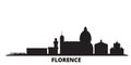Italy, Florence city skyline isolated vector illustration. Italy, Florence travel black cityscape