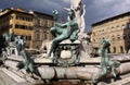 Italy. Florence city streets. Fountain of Neptune in Piazza della Signoria Royalty Free Stock Photo