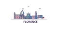 Italy, Florence City tourism landmarks, vector city travel illustration