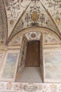 Frescoes in the first inner courtyard at medieval Palazzo Vecchio, Florence, Tuscany, Italy