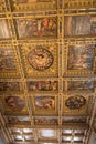 Ceiling frescoe with gold inlay at medieval Palazzo Vecchio, Florence, Italy