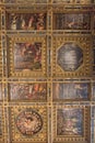 Ceiling frescoe with gold inlay at medieval Palazzo Vecchio, Florence, Italy