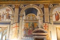 Fresco by Domenico Ghirlandaio in 1482 of Sala dei Gigli in Palazzo Vecchio, Florence, Tuscany, Italy.