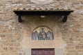 Mosaic above the entrance of Saint Leonardo in Arcetri Church. Florence, Italy
