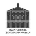 Italy, Florence, Santa Maria Novella travel landmark vector illustration