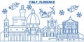 Italy, Florence winter city skyline. Merry Christmas, Happy