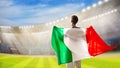 Italy football team supporter on stadium