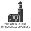 Italy, Garda, Chiesa , Parrocchiale Di Portese travel landmark vector illustration