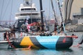 ITALY,GENOA: The boat of Team Malizia enters the dock of the Ocean Live Park -Ocean Race.June 27,2023. Royalty Free Stock Photo