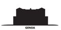 Italy, Genoa City city skyline isolated vector illustration. Italy, Genoa City travel black cityscape Royalty Free Stock Photo