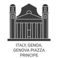 Italy, Genoa, Genova Piazza Principe travel landmark vector illustration