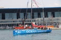 ITALY,GENOA:Ocean Breeze leaves the dock at Ocean Live Park.June 27,2023.