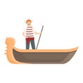 Italy gondola icon cartoon vector. Venice boat Royalty Free Stock Photo