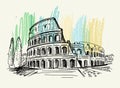 Italy. Hand drawn Coliseum Rome Royalty Free Stock Photo