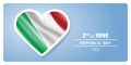 Italy happy republic day greeting card, banner vector illustration. Royalty Free Stock Photo