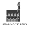 Italy, Historic Centre. Pienza travel landmark vector illustration