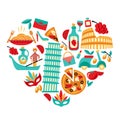 Italy icons heart Royalty Free Stock Photo