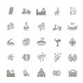 Italy icons set. Tourism and attractions, thin line design. Symbols of the country