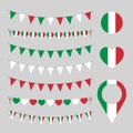 Italy Independence Day, love Italy decorative symbols, set of vector elements Royalty Free Stock Photo