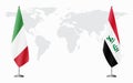 Italy and Iraq flags for official meeting