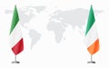 Italy and Iraq flags for official meeting