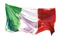 Italy, italian flag. Hand drawn watercolor illustration. Royalty Free Stock Photo