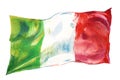 Italy, italian flag. Hand drawn watercolor illustration. Royalty Free Stock Photo