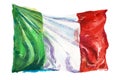 Italy, italian flag. Hand drawn watercolor illustration. Royalty Free Stock Photo